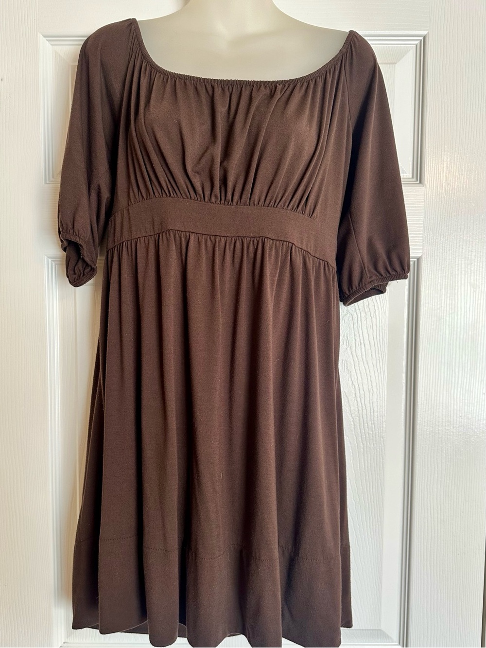 Cato Chocolate Brown Scoop-Neck Empire Waist Tunic